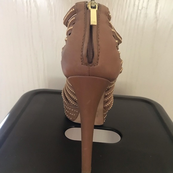 Chritian Dior Studded Caged Bootie Heels Gold Tan - Picture 4 of 6